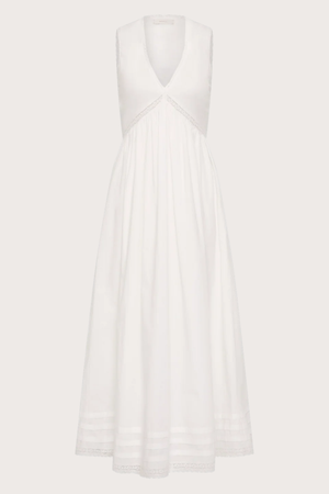 Fiora Midi Dress in Lace White