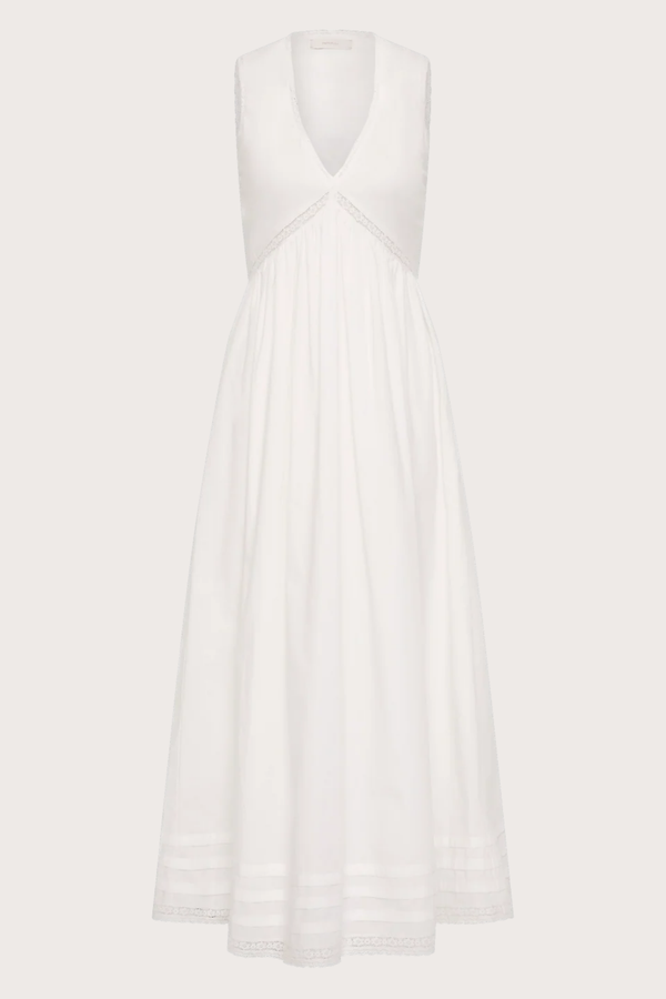 Fiora Midi Dress in Lace White