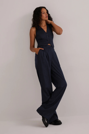 The Favorite Pant in Navy Pinstripe