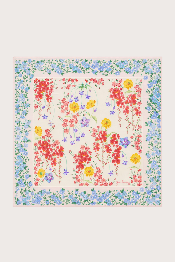 Scent Flowers Pink Blue Handkerchief