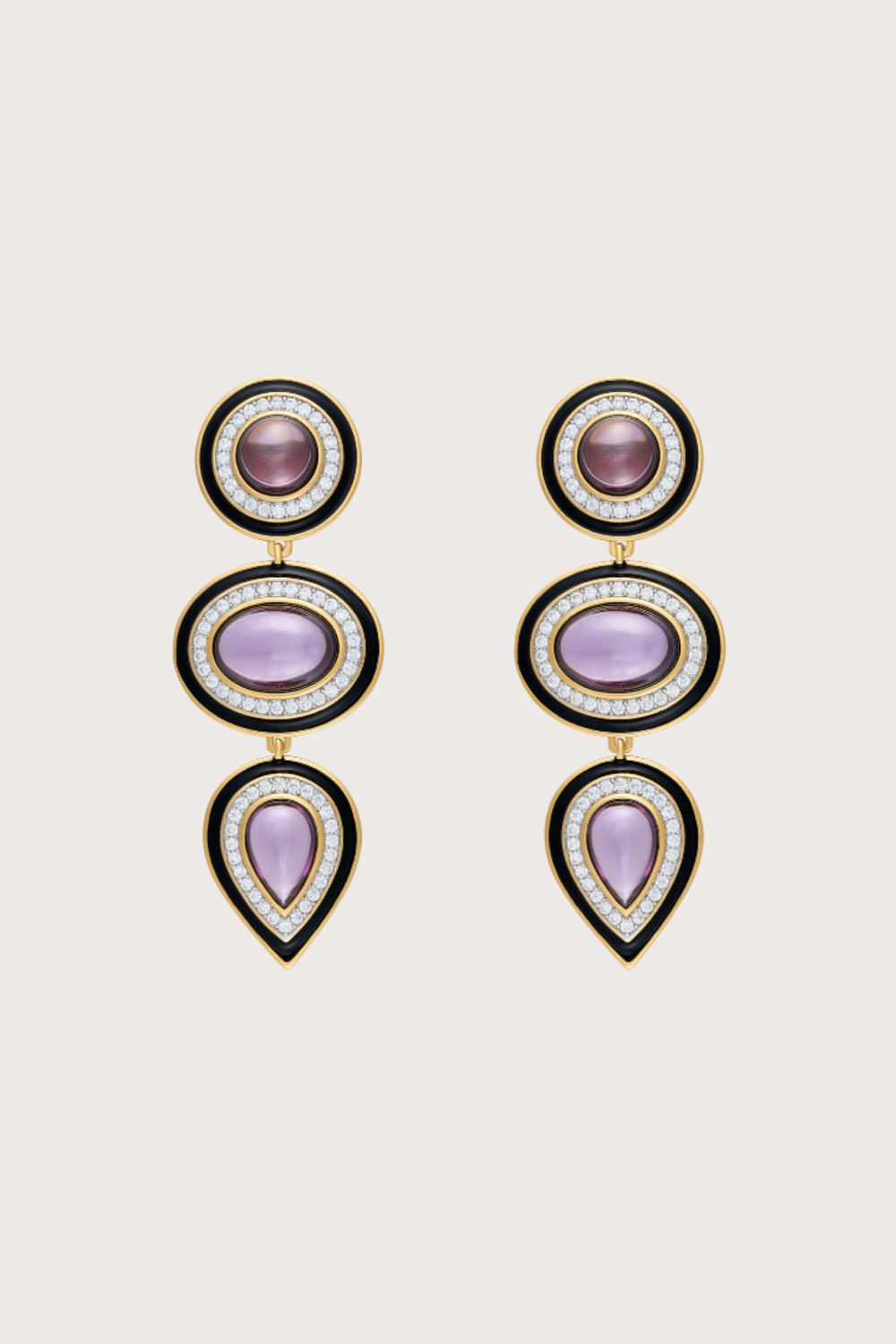 Halo Misi Amethyst Chandelier Earrings