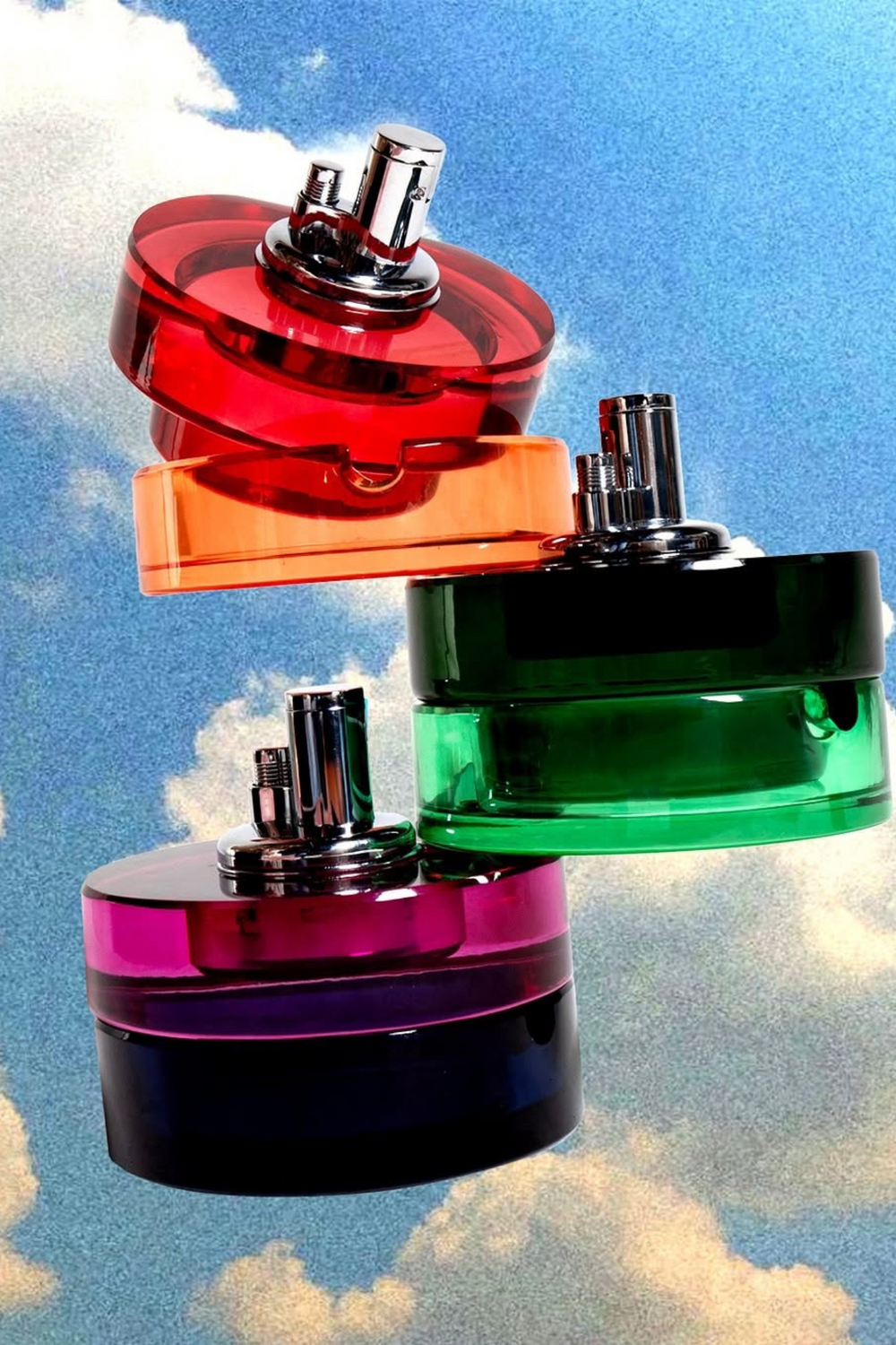 Glass Tabletop Lighter in Mixed Berry