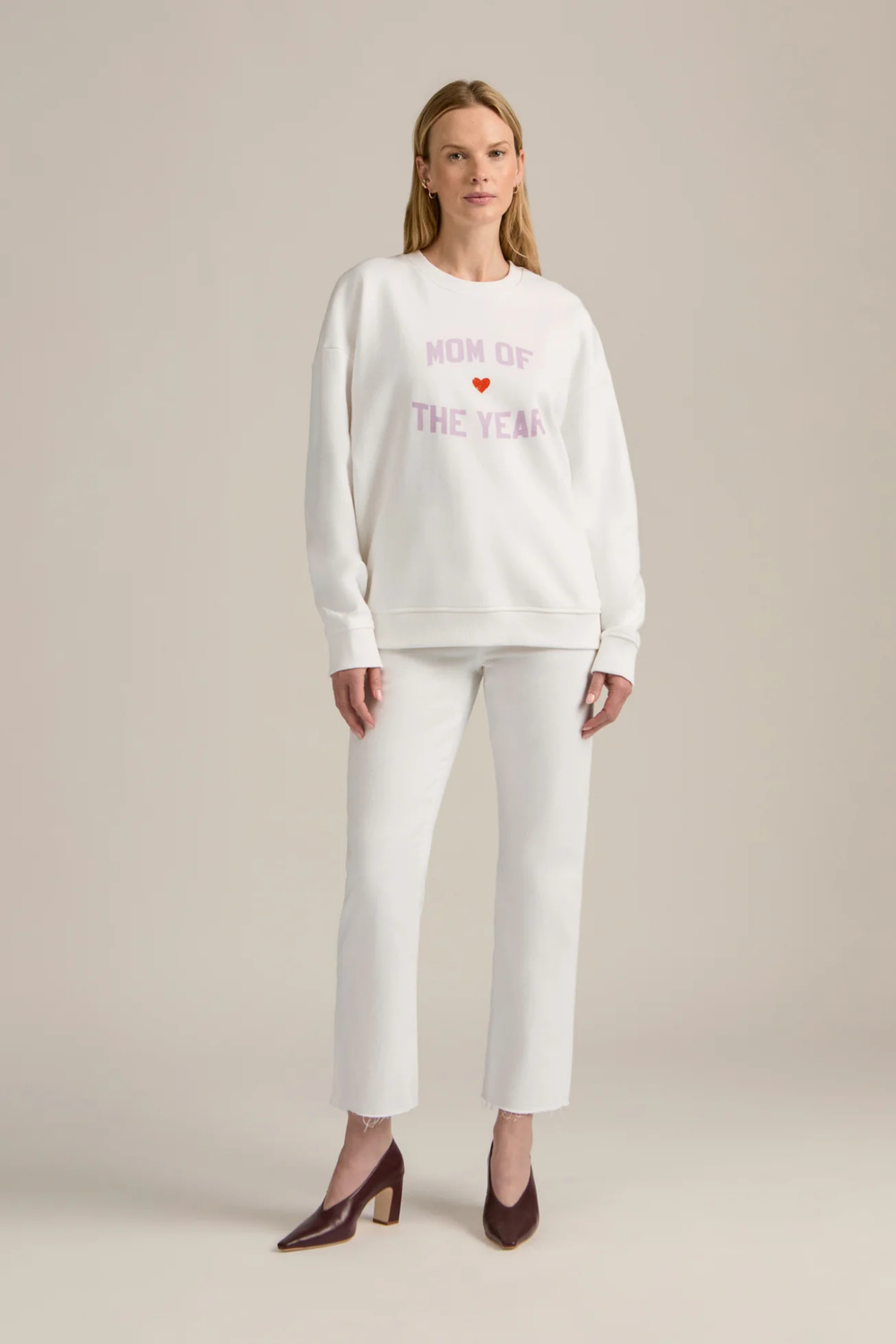 Mom of the Year Sweatshirt in White Whisteria