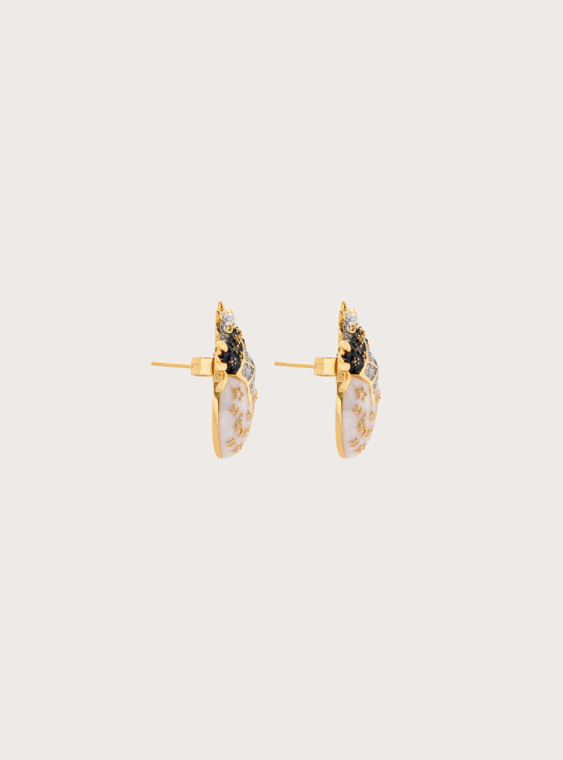 Thea Stud Pearl Black Earrings