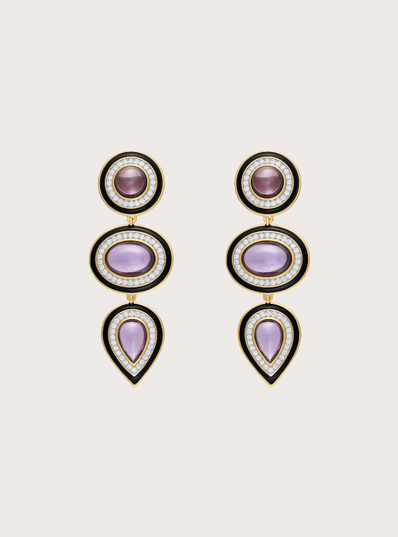 Halo Misi Amethyst Chandelier Earrings