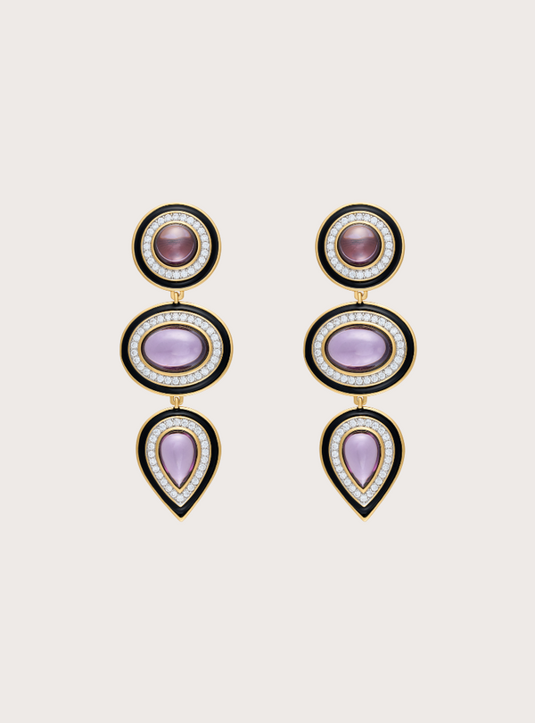 Halo Misi Amethyst Chandelier Earrings