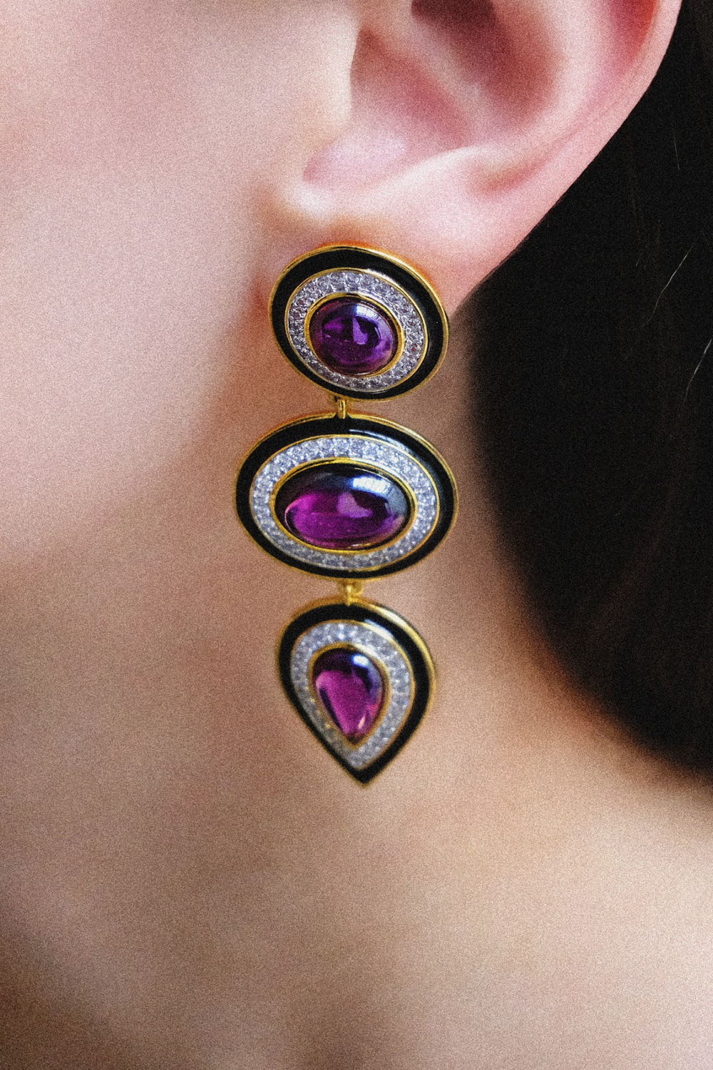 Halo Misi Amethyst Chandelier Earrings