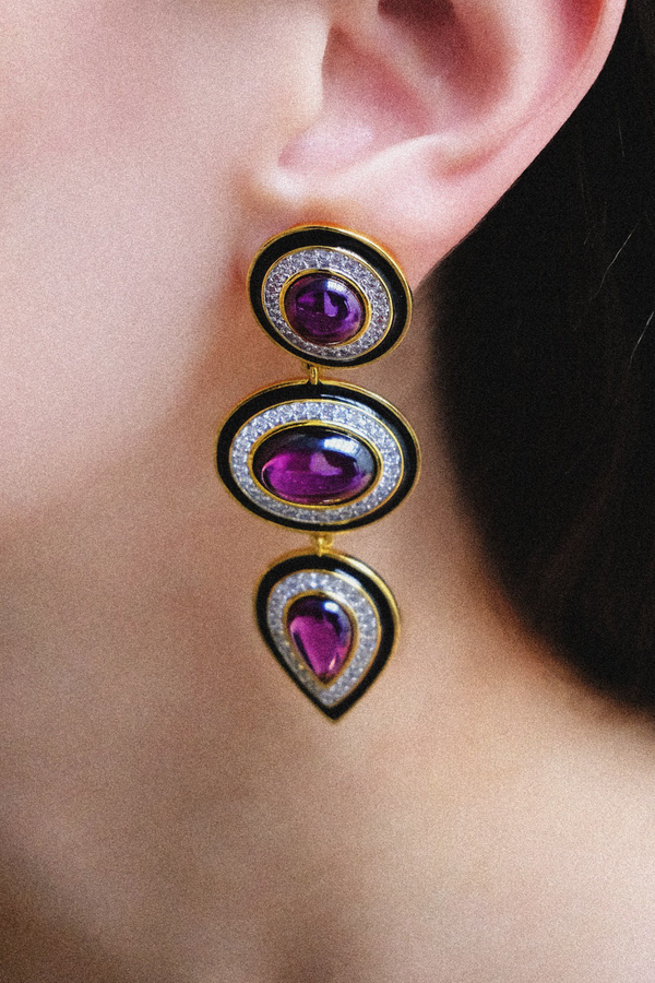 Halo Misi Amethyst Chandelier Earrings