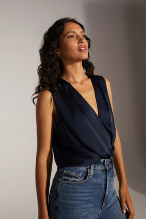The Sleeveless Date Blouse in Navy