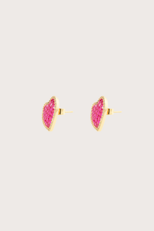 Honeycomb Heart Ruby Studd Earrings