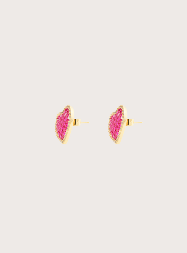 Honeycomb Heart Ruby Studd Earrings