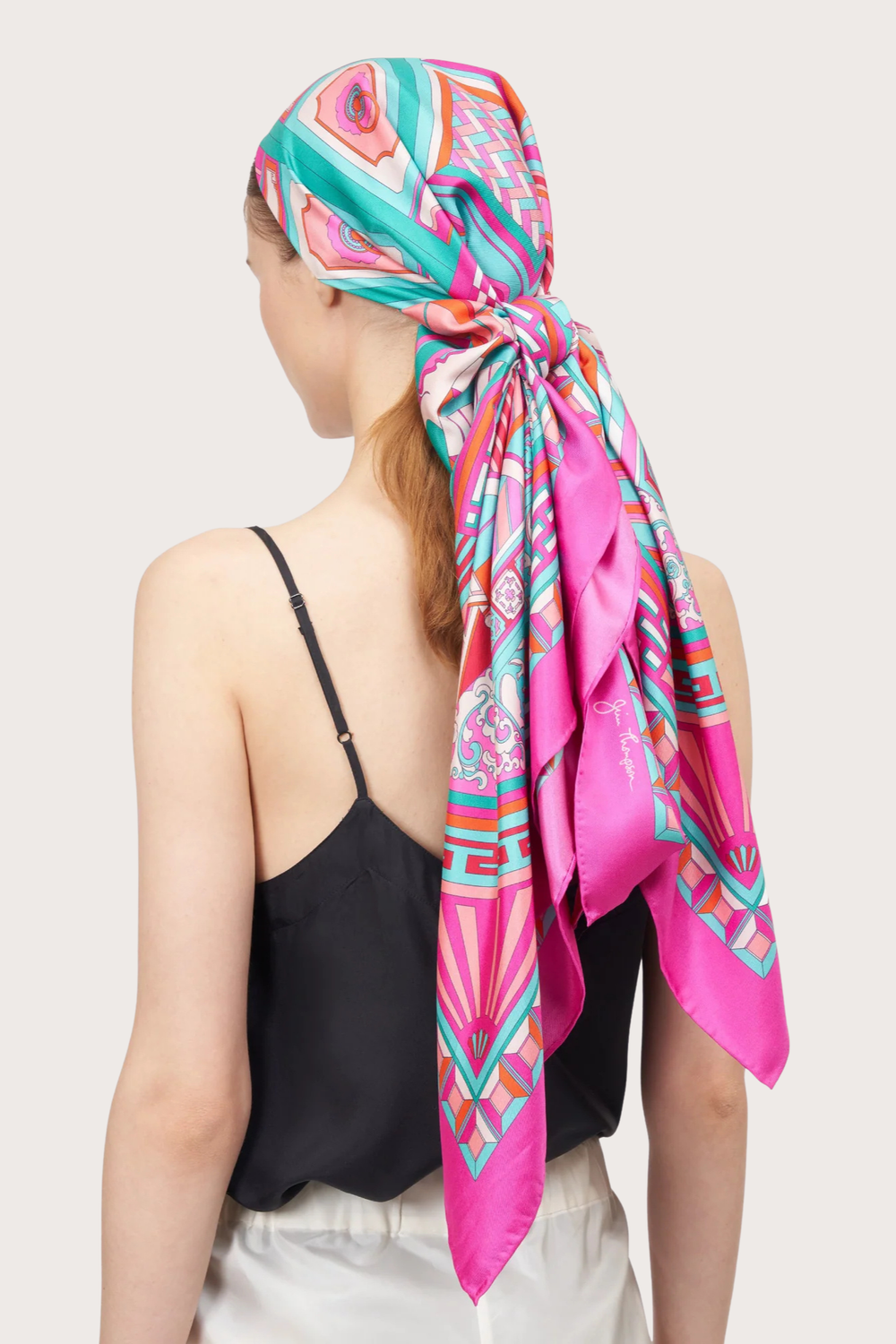 Shape of Jim Thompson House Pink Silk Scarf