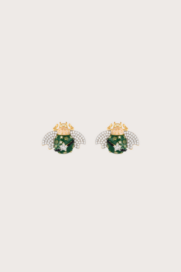 Mini Ibis Green Pearl Studd Earrings