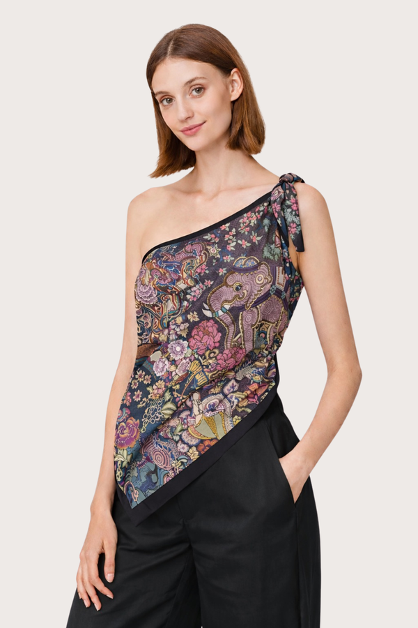 Grand Shadow Play Black Silk Scarf
