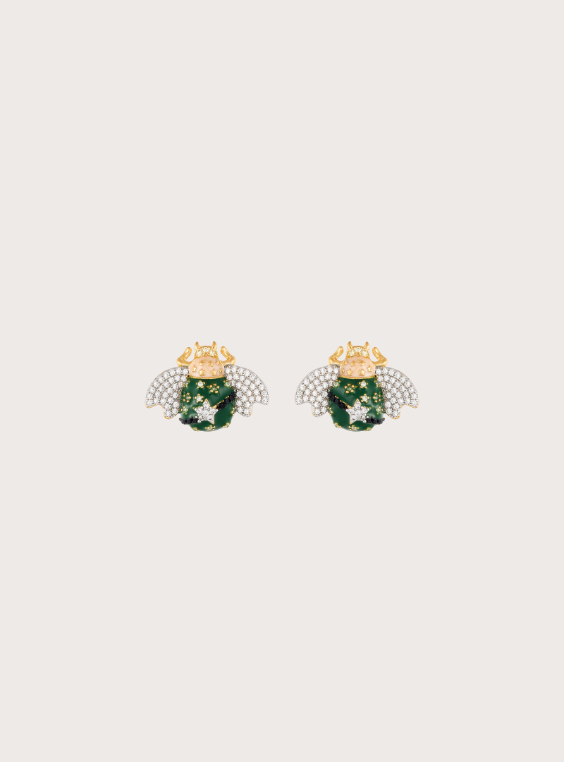 Mini Ibis Green Pearl Studd Earrings