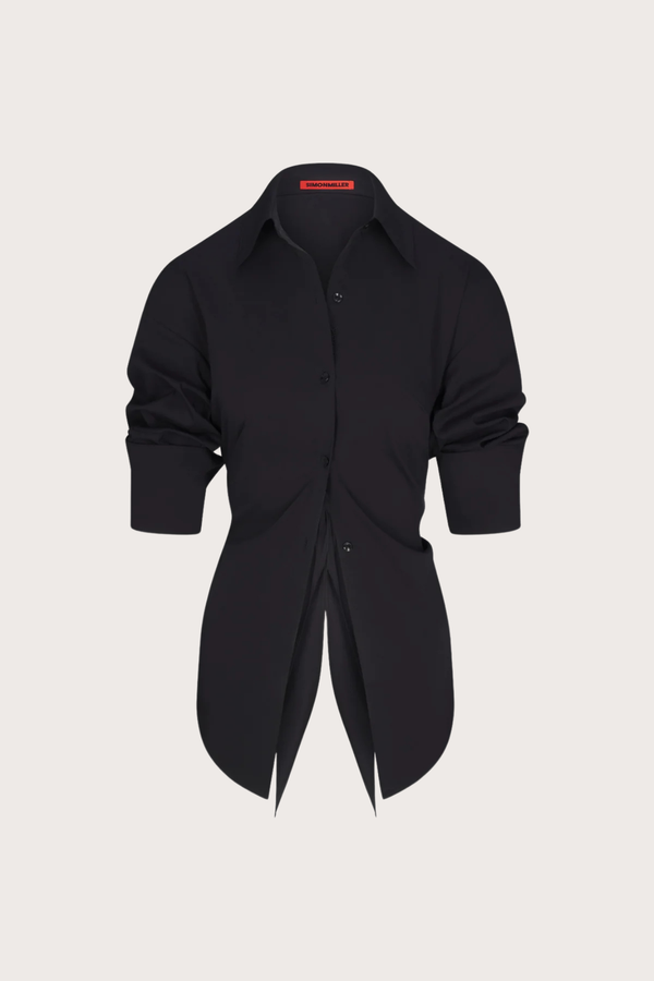 Loch Poplin Button Up in Black