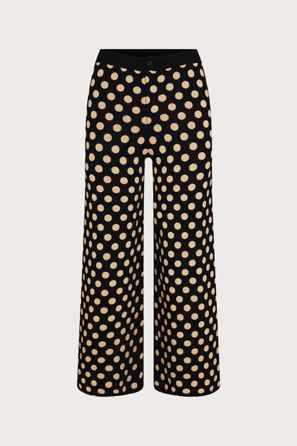 Jarber Knit Pant - Black/Tan Polka Dot