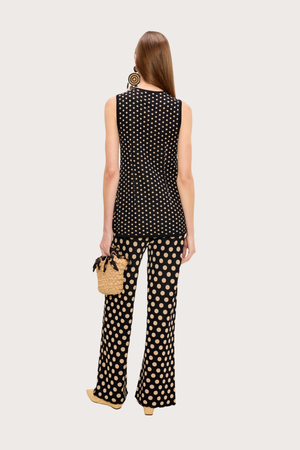 Del Mar Knit Vest - Black/Tan Polka Dot