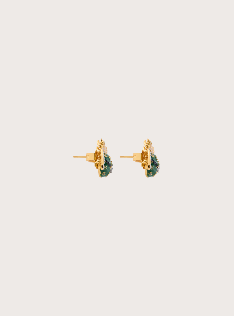 Mini Ibis Green Pearl Studd Earrings
