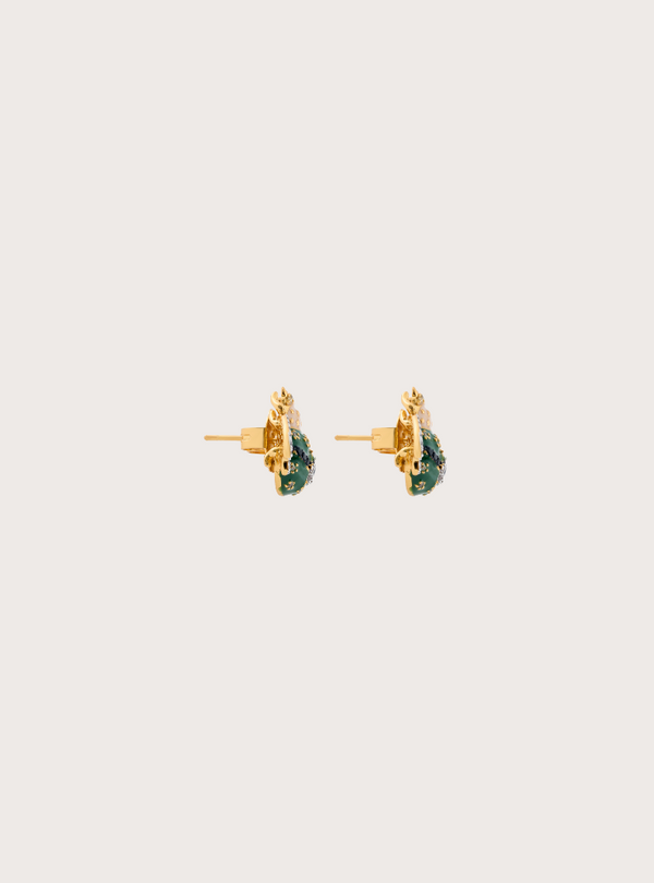 Mini Ibis Green Pearl Studd Earrings