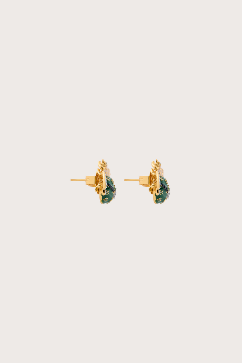 Mini Ibis Green Pearl Studd Earrings