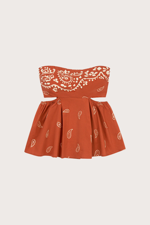 Vision Terracotta Bandana-Style Print Top