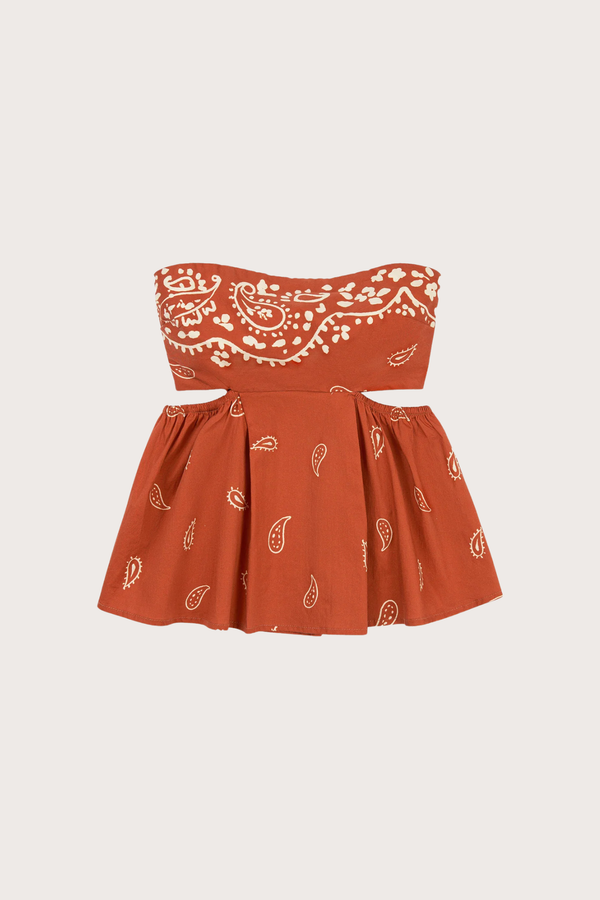 Vision Terracotta Bandana-Style Print Top