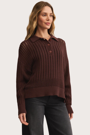 Looking Glass Polo Sweater in Sandalwood