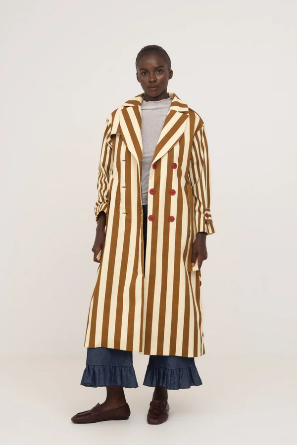Elevator Striped Oversize Trench Coat