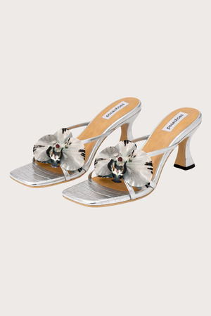 Garden Series Sandals in Coral Silver Croc