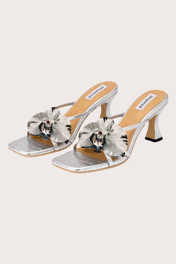Garden Series Sandals in Coral Silver Croc