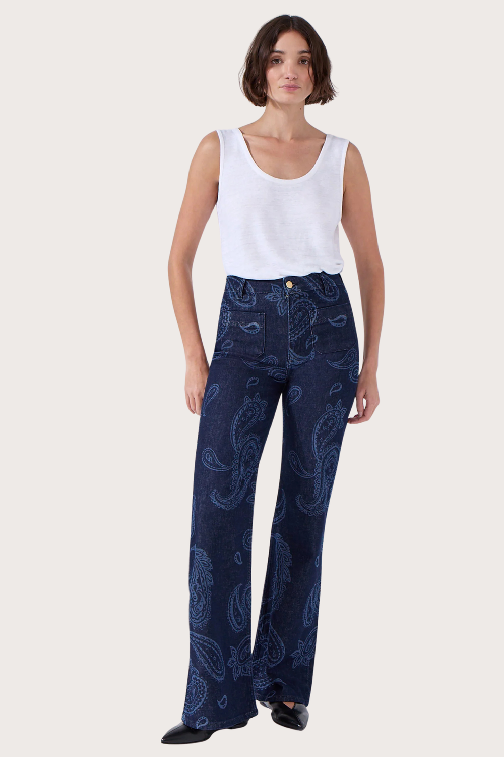 Jimi Indigo Paisley Laser Boyfriend Jeans