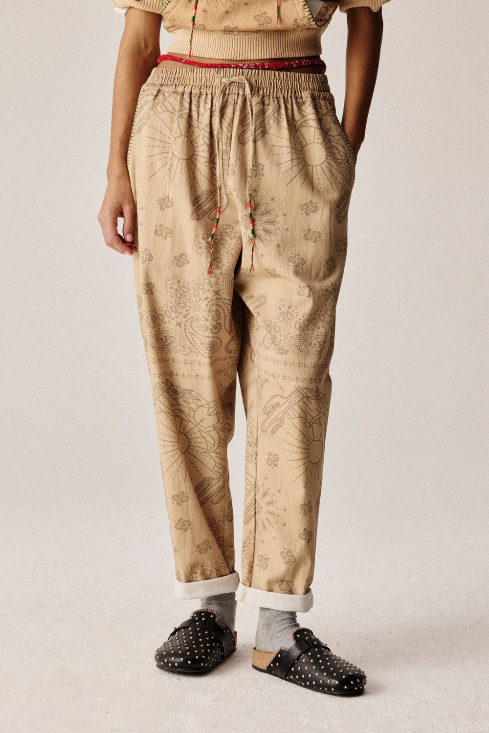 Chino Pants Print Beige