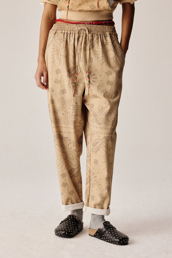 Chino Pants Print Beige