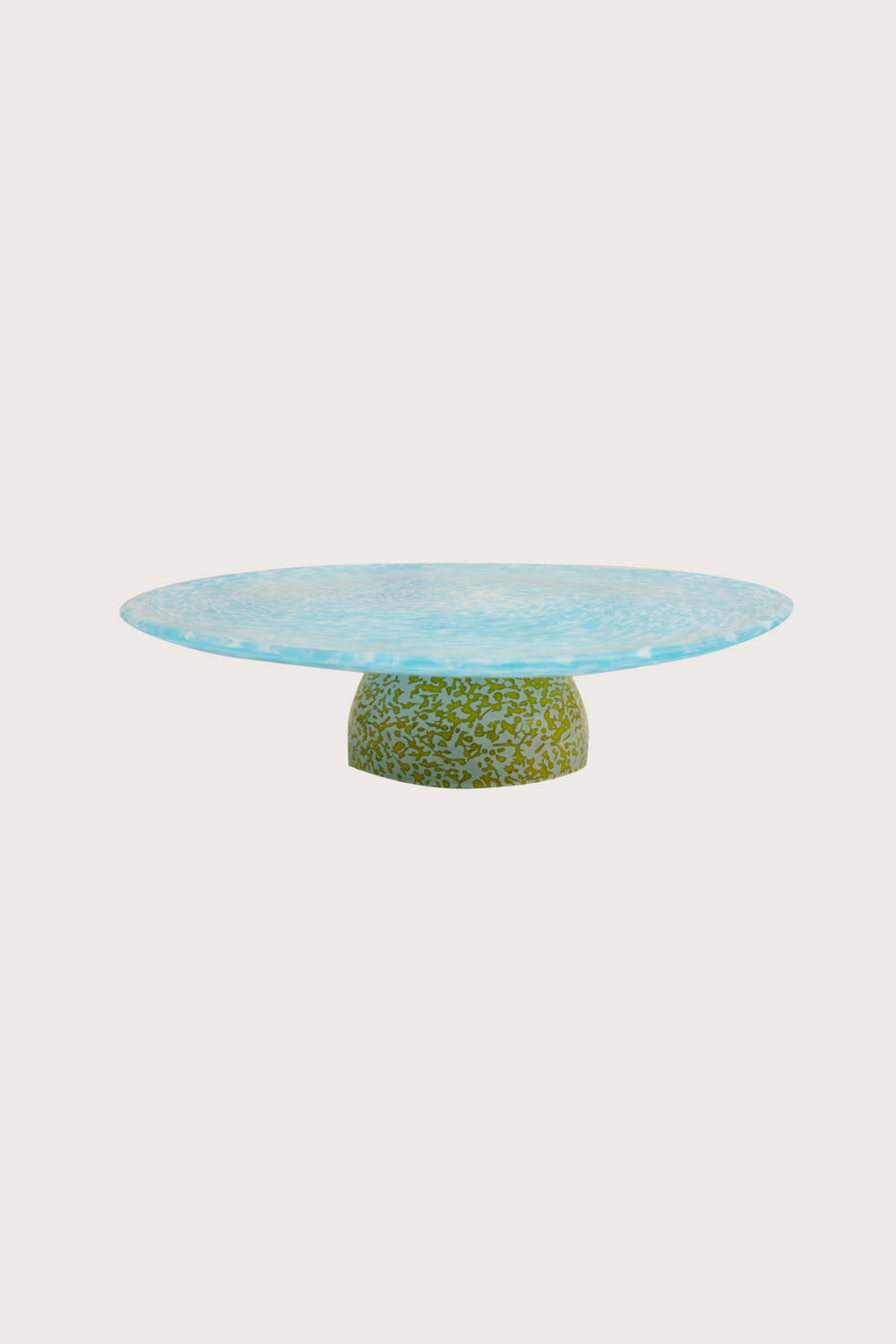 Multi Use Glass Cake Plate & Bowl Turquoise 2 in 1