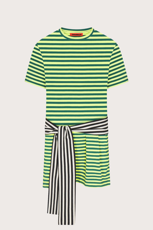 Lottie T-Shirt Dress in Lime Stripe Combo