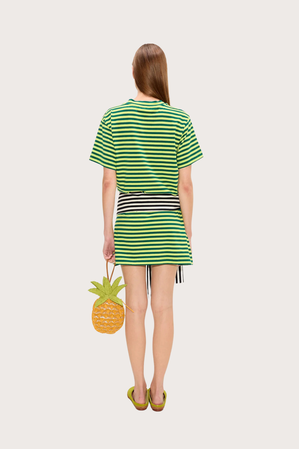 Lottie T-Shirt Dress in Lime Stripe Combo