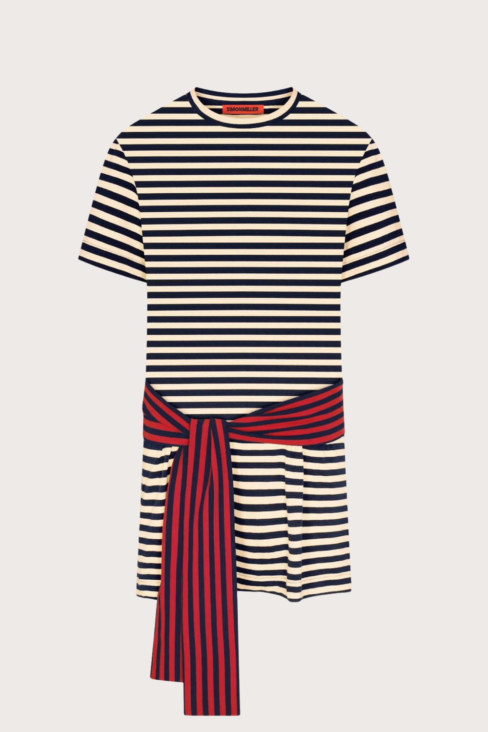 Lottie T-Shirt Dress in Navy Stripe Combo