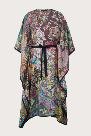 Grand Shadow Play Silk Wrap Kaftan