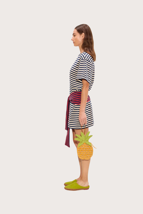Lottie T-Shirt Dress in Navy Stripe Combo