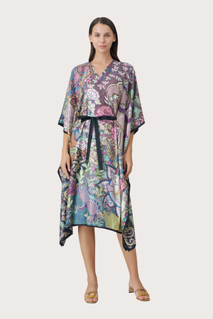 Grand Shadow Play Silk Wrap Kaftan