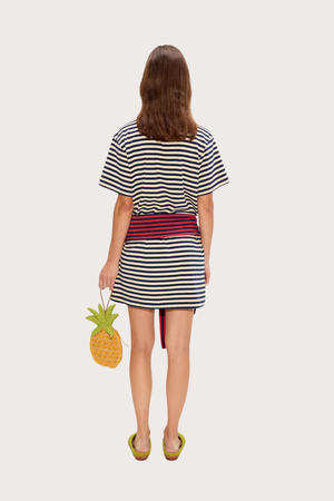 Lottie T-Shirt Dress in Navy Stripe Combo