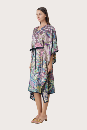 Grand Shadow Play Silk Wrap Kaftan
