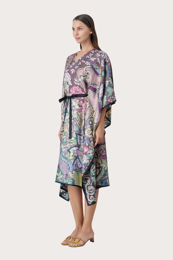 Grand Shadow Play Silk Wrap Kaftan