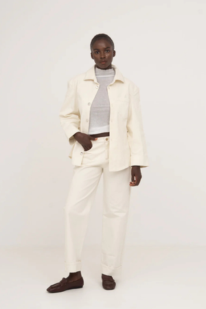 Agenda Cream Fitted Denim Over Shirt