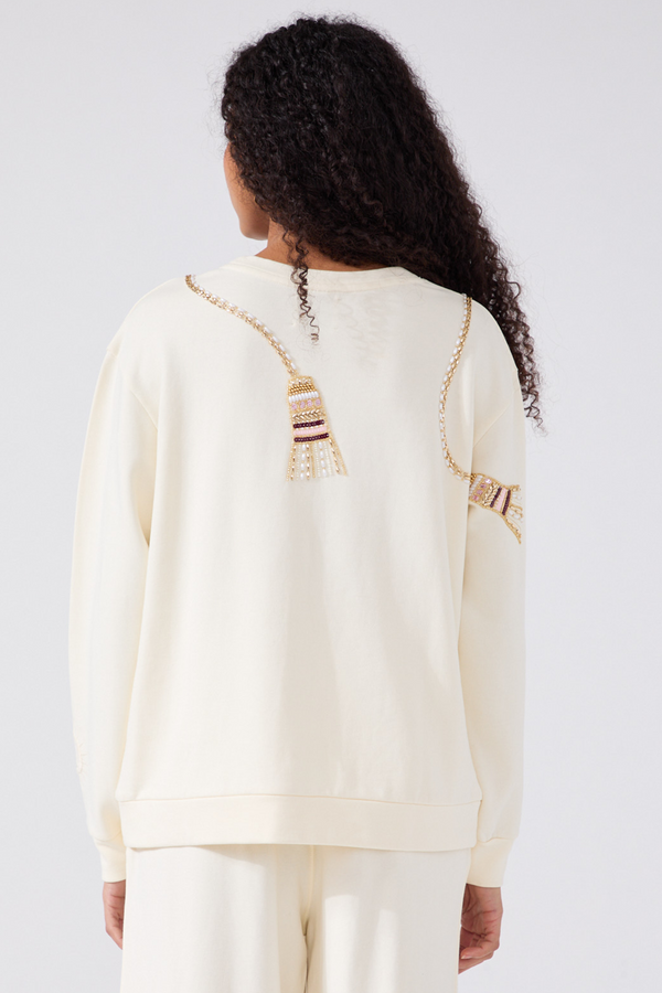 Tassel Beaded Sweatshirt