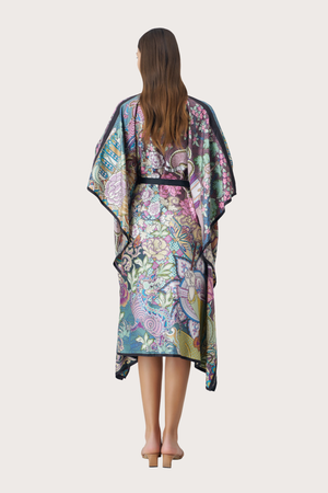 Grand Shadow Play Silk Wrap Kaftan