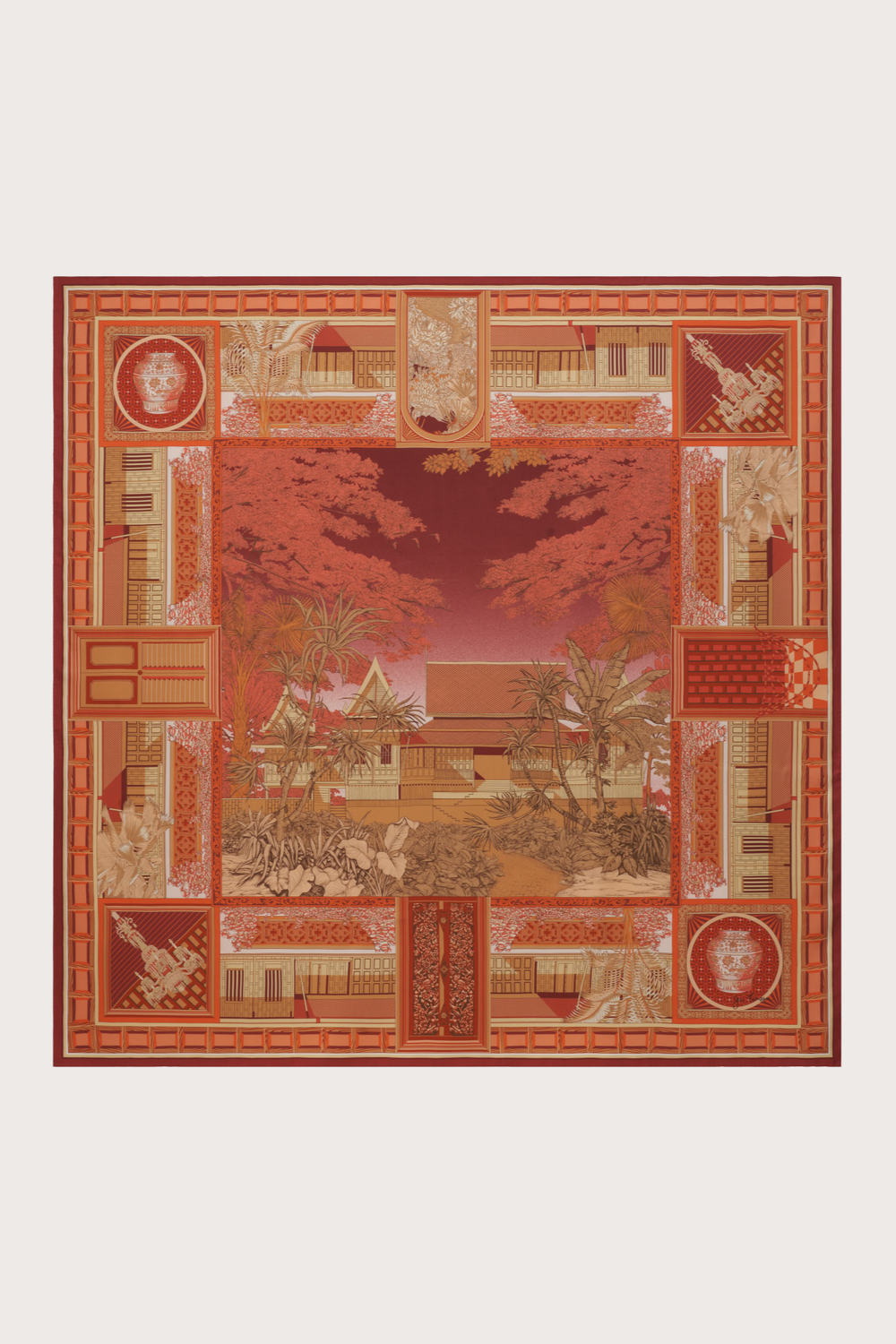 House on the Klong Red Silk Scarf