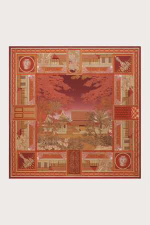 House on the Klong Red Silk Scarf