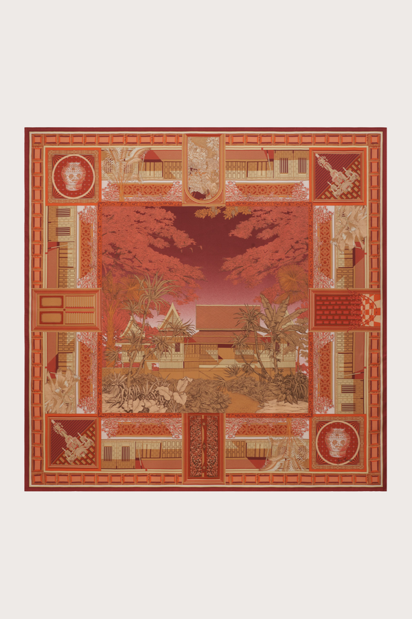 House on the Klong Red Silk Scarf